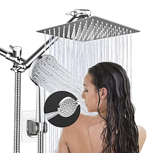 Pommeau de douche effet de pluie 8 pouces avec ensemble robinets de douche muraux