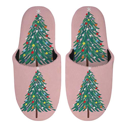 Tupalatus Womens Memory Foam Slippers, Slip on House Slippers for Women Indoor Outdoor, Women's Bedroom Slippers Non-Slip Hard Sole, Warm Soft Flannel Lining Woman Slippers Pink Size 9-10