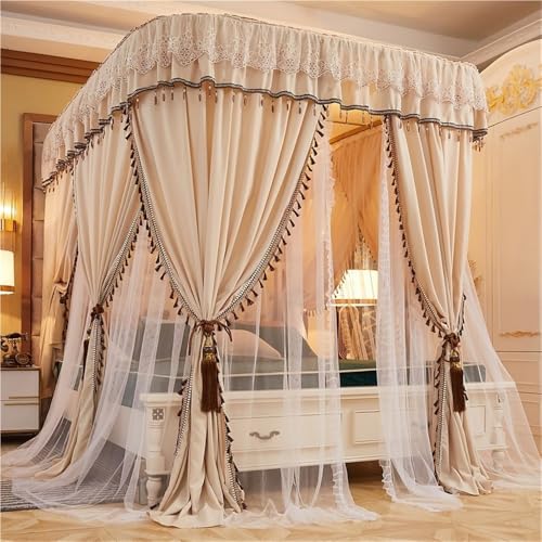 Koenqxoa 2-Layer Curtains Independent Sliding Canopy Bed