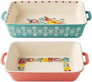 Pioneer Woman Sweet Romance Blossoms Assorted Color 2-Piece Rectangular Ceramic Baking Dishes