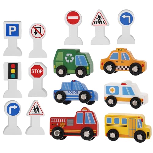 Jouets véhicules bois et panneaux de signalisation éducatifs enfant
