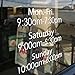 Custom Business Hours Window Decal - 10.5