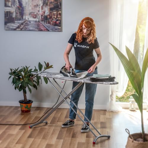 KADAX Klappbares Bügelbrett, 120x38cm Dampfbügelbrett mit Metallnetz, Bügeltisch mit rutschfesten...