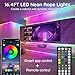 RCUICA 16.4FT LED Neon Rope Lights Waterproof with Smart App Control Remote,DIY Scene Modes,Music Sync hronization,Eaves Lights for Garden Decor,Deck,Christmas