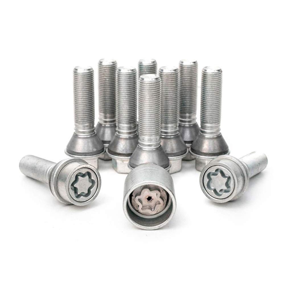 H&R Set Bulloni Ruota conici con rondella mobile M14x1.25 - Lunghezza 28mm - 10 Pezzi (pe. compatibile con BMW) - incl. Bulloni Antifurto