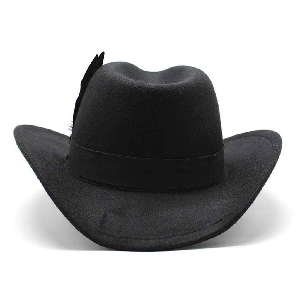 Cappello Invernale, Cappello da Cowboy Occidentale, Cappello Jazz in Lana con Piume