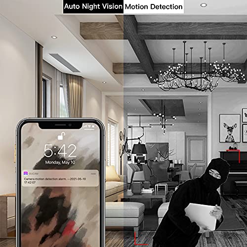 Fecomi 2021 2K Mini Spy Camera Hidden Wifi Cam, Small Camera Live Feed Wifi, Wireless Nanny Cam With Video Recording, Upgrade Night Vision/Motion Detection, Security Camera With Cell Phone Ap #TOP4