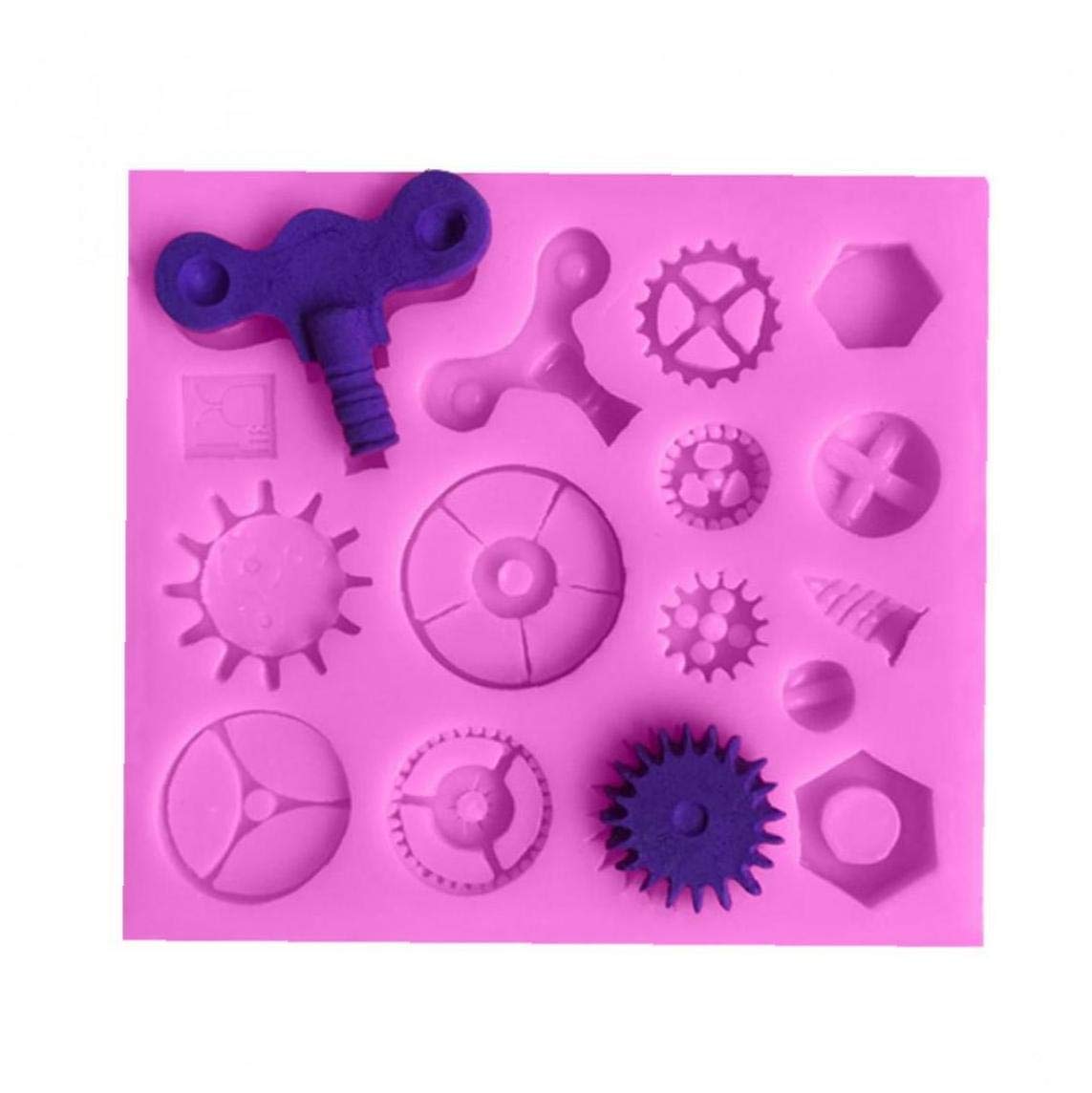 Hotaden Silicone Steampunk Theme Gear Screw Fondant Cake Mold Industrial Machinery Chocolate Mould