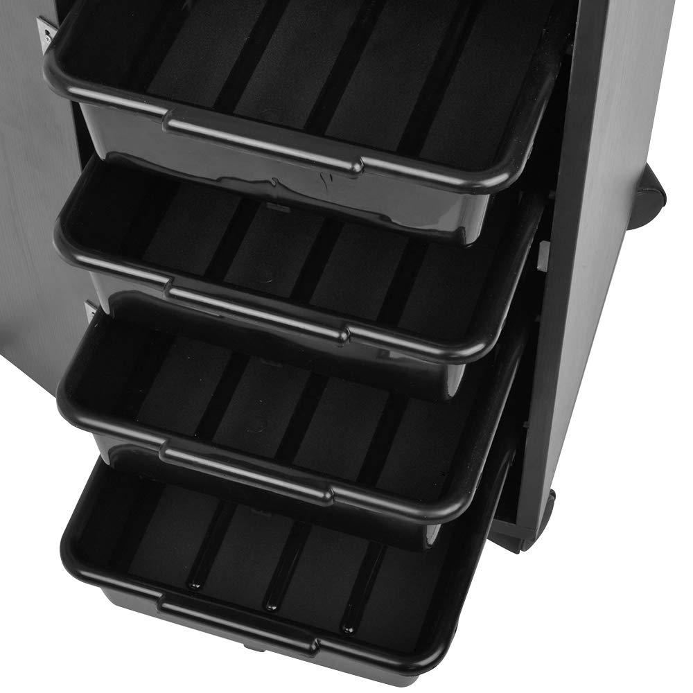 Salon Trolley,4HOMART Salon Trolley Storage Cart with 4 Storage Trays Hair Dryer Holder Equipment with Space-saving Side Tray and Lockable Rolling Wheels for SPA Barbershop Salon : Beauty & Personal Care