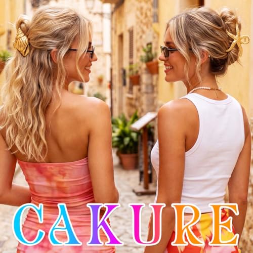 CAKURE Pinzas de Garra Estrella de Mar Doradas con Diseño de Concha para el Pelo (Pack de 2) miniatura 6