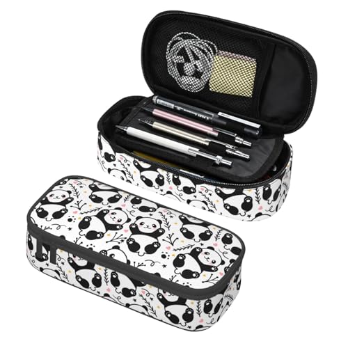 Image of Cute Panda Large Pencil Case With Zipper Compartments Stationery Pencil Bag For Kids Teens Students School Supplies