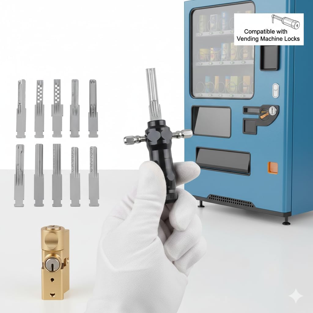 Professional Cylinder Maintenance & Measurement Tool Set – Precision Depth Reading Kit for Euro Profile & Tubular Hardware – Fits T-Handle Cabinets & Vending Machine Diagnostics