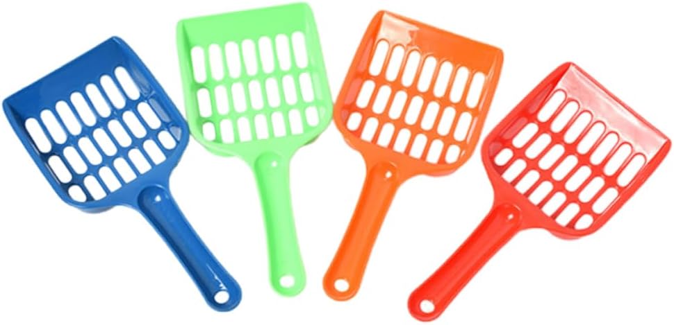 4pcs Plastic Cat Litter Scoop Handle for Easy Waste Cleanup Random Color Kitten Cleaning Tool Plastic Pet Litter Shovel for All Types