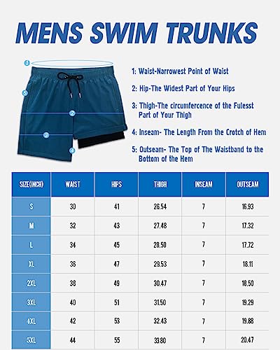 Agobuhe Mens Swim Trunks Swim Shorts With Compression Liner Quick Dry Swim Shorts With Mesh Lining Pockets (Medium, Blue) #TOP6