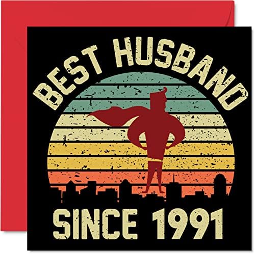 11th Anniversary Card for Husband from Wife - Best Husband Since 2012 - I Love You Gifts, Happy 11th Wedding Anniversary Cards for Partner, 145mm x 145mm Greeting Cards for Eleventh Anniversaries