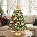 24 Inch Realistic Tabletop Christmas Tree Small Christmas Tree with 50 Warm Lights Star Treetop and Ornaments Battery Operated Indoor Home Table Christmas Decorations