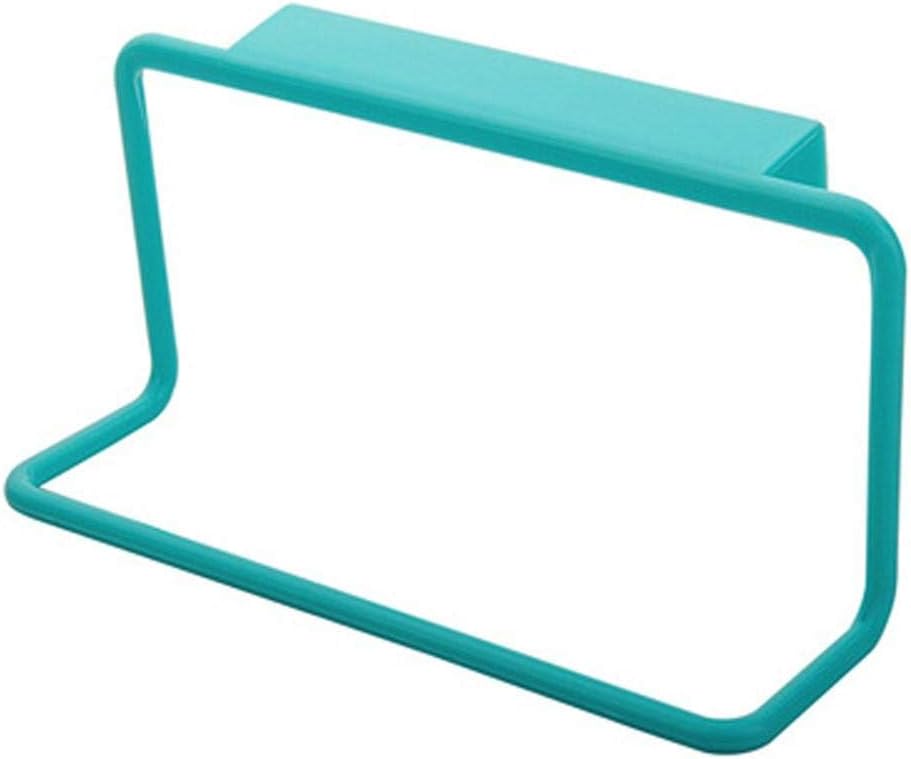 SUNKYS Door Tea Towel Rack Bar Hanging Holder Rail Organizer Bathroom Cabinet Cupboard Hanger Kitchen Accessories 19 * 9 * 5.5Cm-Blue