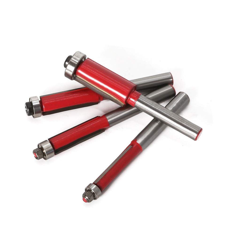 Router Bit,Milling Cutter,Bearing Guided Router Cu Milling Cutter,4PCS Flush Trim Router Bit Set, 1/4 Inch Shank