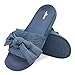 FUNKYMONKEY Women's Fashion Slide Sandals with Bowknot, Soft Denim Fabric Upper & Comfortable EVA Sole - Lightweight Slip-On Slides for Summer, Beach, Pool, and Casual Wear(7 M US, Blue)