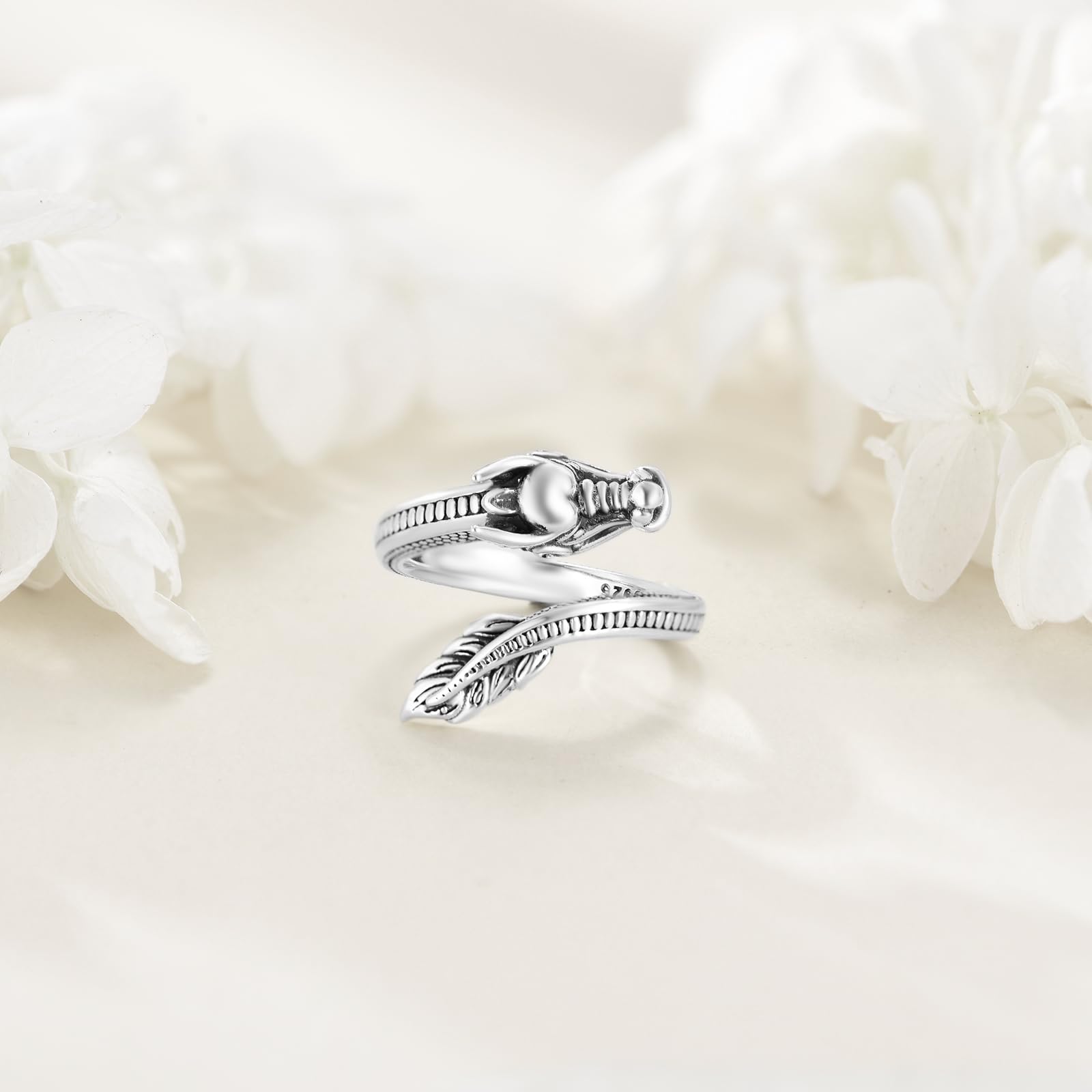 Drachen Ring 925 Sterling Silber Verstellbarer Öffnungsring Mythischer Schmuck Geschenk für Männer Frauen
