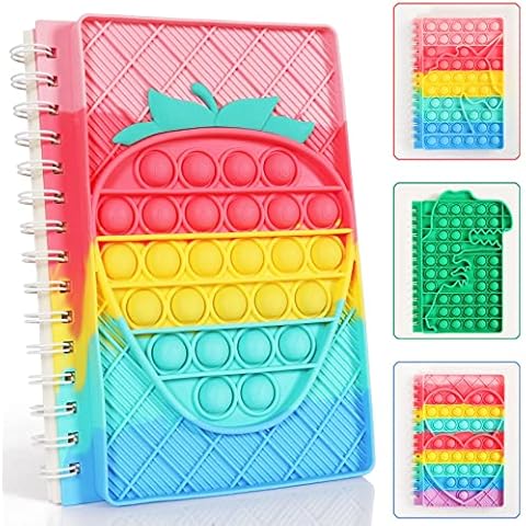 ZHIHUI Pop it Fidget Notebook Dairy A5, Popper Push Bubble Fidget Sensory Toys, Simple Notedpad Secret Journal Dairy 50 Pages, Poppet A5 Notebook,School Note books for Girls Boys Kids Adults Cover