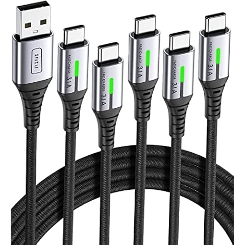 INIU USB C Charger Cable, [5Pack/1+1+2+2+3m] Type C 3.1A QC 3.0 Fast Charging, Phone Charger Long USB-C Data Cord for Samsung S23 S22 Switch PlayStation 5 4 Controller Google Pixel 7 Pro Huawei etc Cover