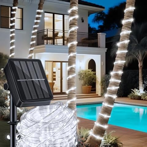 Solar Rope Lights 39FT 100LEDs,IP65 Waterproof Outdoor String Light, Palm Tree Lights for Party Garden Yard Pathway Patio Wedding Christmas Halloween Holiday Decoration Cover