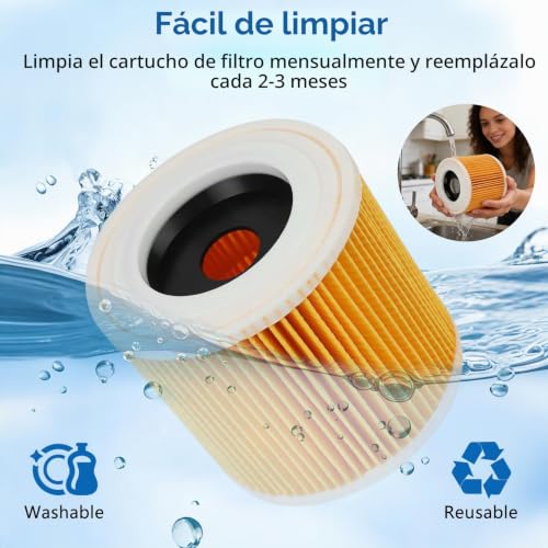 Miniatura 6 de Zupapjo 2 Filtro De Cartucho, Filtro Karcher Wd3 Compatible Con Aspiradoras Kärcher Wd3, Wd2, Wd1, Mv3, Mv2, A, K, Knt, Nt, Se, Vc, Reemplaza 6.414-552.0, Para 2 Tornillos De Fijación Para Alérgicas