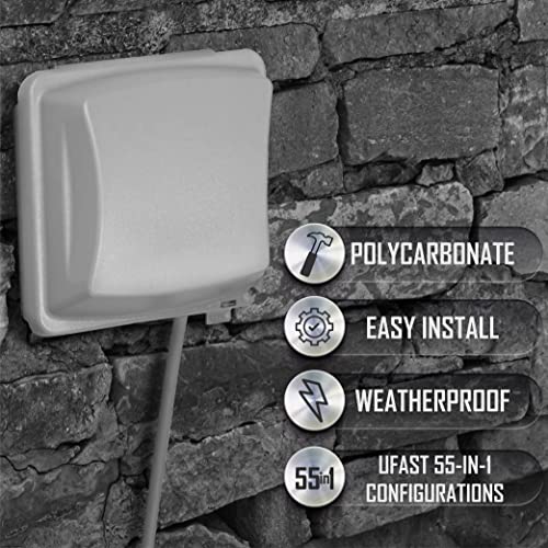 TayMac MM2410G Gray Polycarbonate 2-Gang Weatherproof In-Use Electrical Outlet Cover for Home Improvement, 2.75-in. Deep Outdoor Outlet Cover for Electrical Box, UFAST 55-in-1, Rated NEMA 3R by TayMac - Image 4