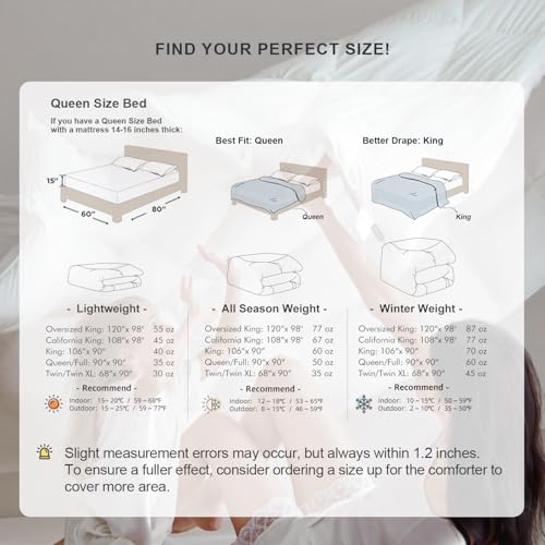 Image of Royoliving Premium Feathers Down Duvet Insert Comforter Oversized King Size Heavyweight Thickened Winter White 100% Cotton Cover with Corner Tabs (120x98, 87 oz)