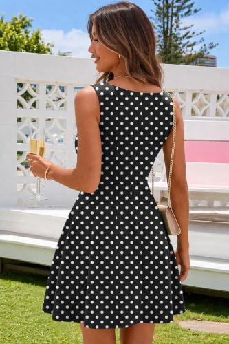 Image of IWD Womens Summer Sleeveless Mini Dress 2026 Elegant Classy Boat Neck A Line Cocktail Party Short Dresses