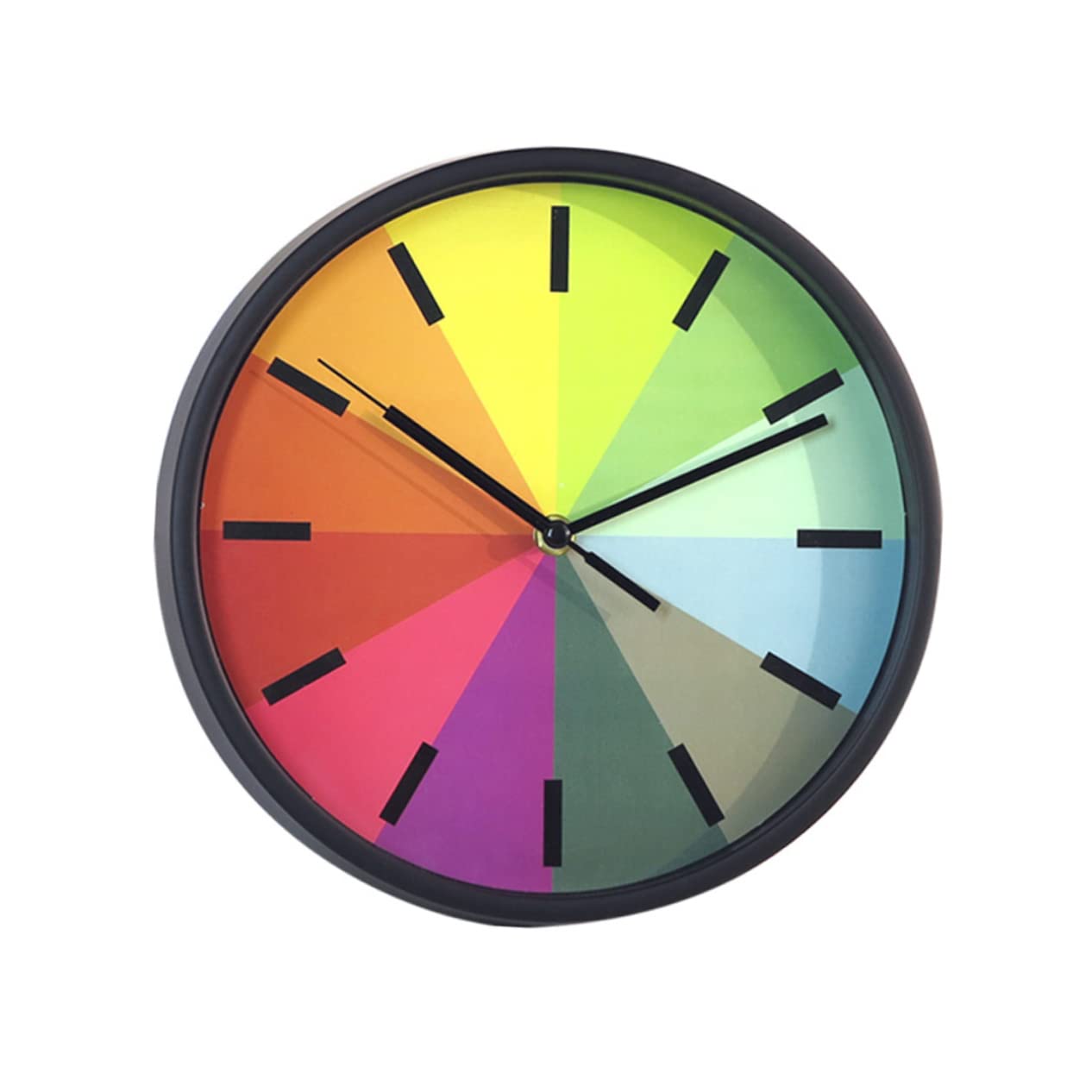 Horloge murale sans tic-tac ronde 25 cm arc-en-ciel noir