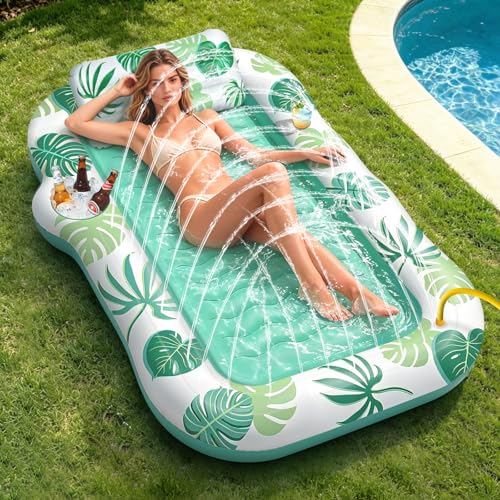 Matelas gonflable piscine adulte JONRRYIN géant avec brumisateur et porte-gobelet
