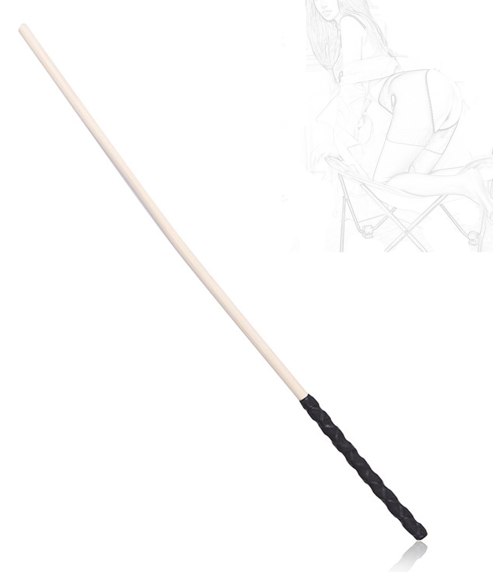 JINGHUA3 Látigo Flogger Látigo de Madera Dura Hilos de Ratán Fustas de Montar 60 cm Látigos de Coqueteo Fetiche Erótico Nalgadas Juego de Rol Esclavo SM Bondage BDSM Juguete Sexual (Negro) (Color : S