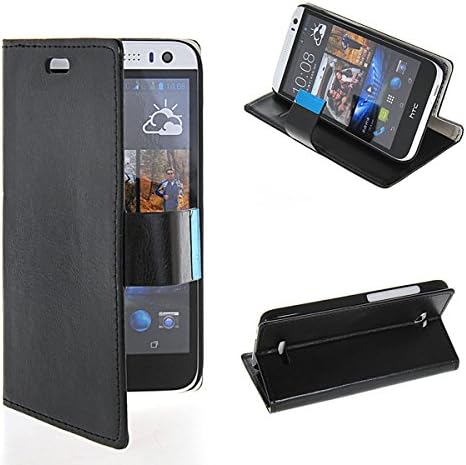 GETLAST [Black] Premium Synthetic Leather Wallet Flip Cover Folio Case For HTC Desire 616 dual sim