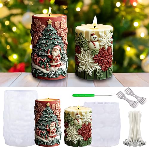 Komicea 2 piezas moldes para velas navideñasm, kit para hacer velas para fundir velas de silicona