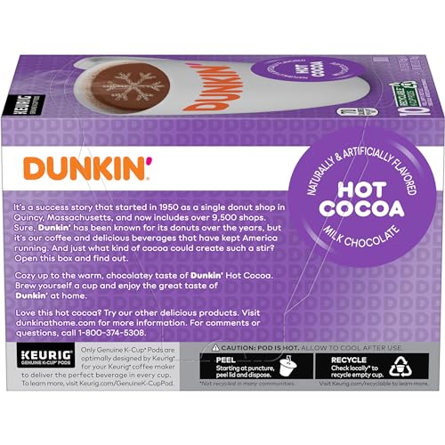 Dunkin\' Milk Chocolate Hot Cocoa, 10 Keurig K-Cup Pods