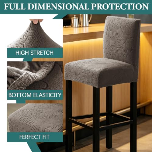 Image of HAOYONG Bar Stool Covers, Stretch Counter Stool Pub Chair Slipcover Washable Counter Height Chair Covers for Kitchen Dining Room Cafe Set of 2 (Coffee)