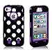 Polka Dot & Hot Pink Defender Body Armor High Impact Extreme Duty Hybrid Case Cover for iPhone 4/4S with Built-in Screen Protector