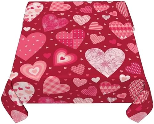 Miniatura 7 de AEIOAE Mantel cuadrado para el día de San Valentín de 60 x 60 pulgadas mantel cuadrado de corazones de amor mantel rosa de San Valentín tela de