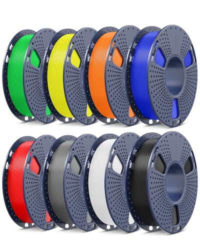 SUNLU PLA+ 2.0 Filament Bündel 2KG, Multicolor Upgrade High Speed PLA+ Filament 1.75mm ±0.02mm, 250g per Spool, 8 Packs, Schwarz+Weiß+Grau+Rot+Blau+Grün+Gelb+Orange