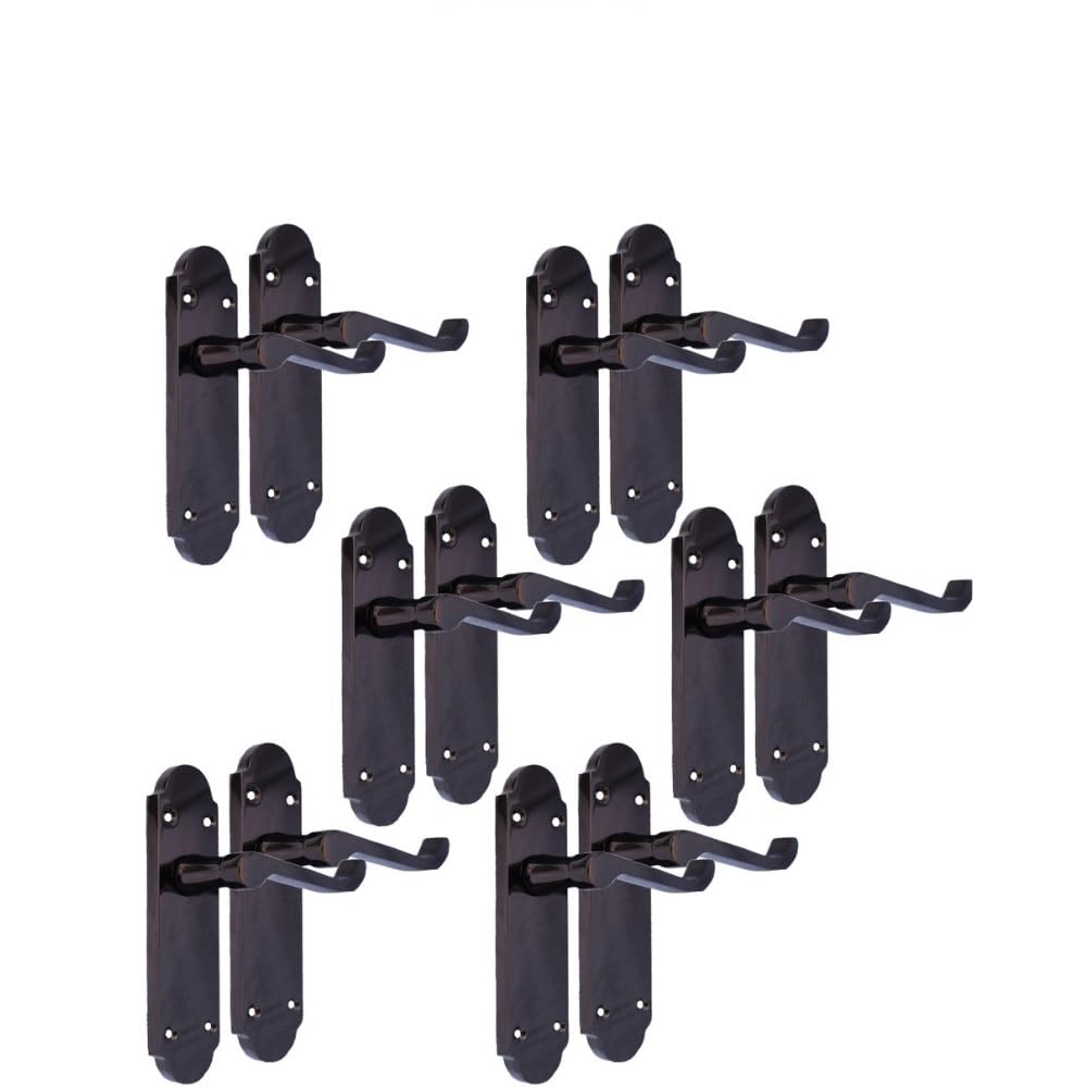 Epsom Door Handle Black Nickel Scroll Door Handle Set Victorian Style Internal External Lever Handles with Backplate (170mm X 42mm) (6 Pairs)