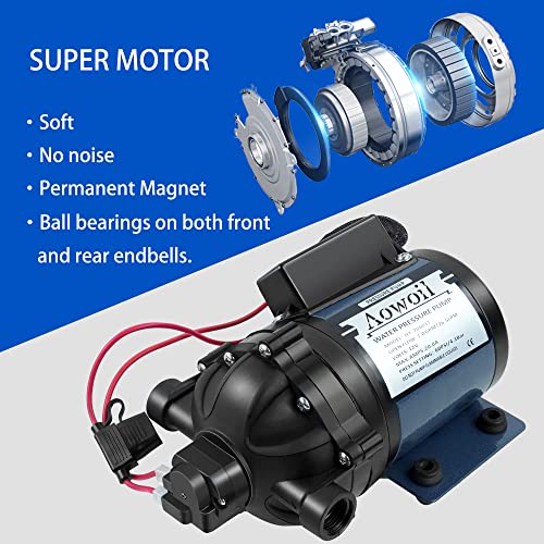 12V Water Pump, 7Gpm, 60 Psi, 𝐃𝐢𝐚𝐩𝐡𝐫𝐚𝐠𝐦 𝐏𝐮𝐦𝐩 With 1/2" Fnpt Port, Hy-70601T, With Filter And Adapter, Black. #TOP5
