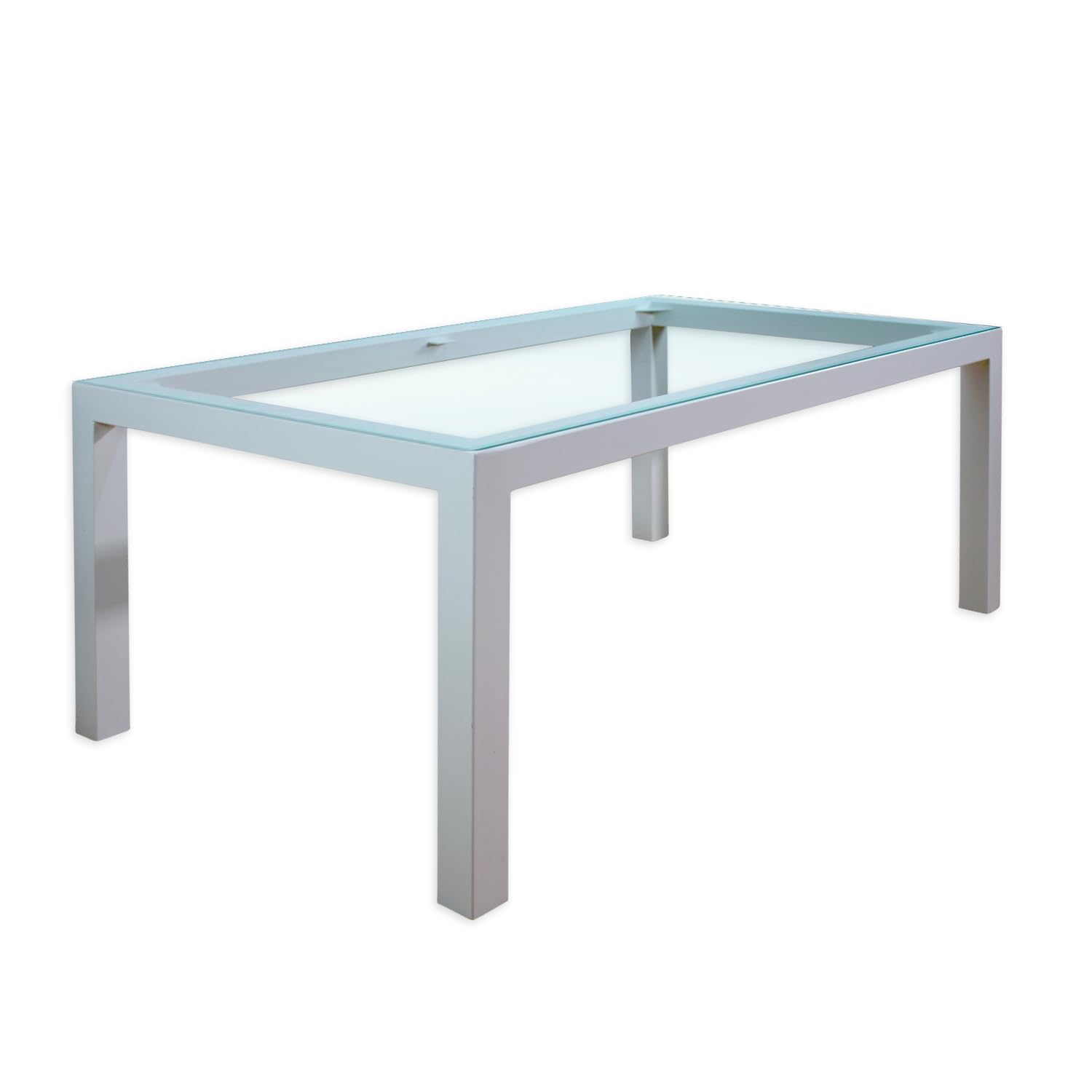 Mesa de forja para Salon, Cocina o Jardin. Mesaa de Centro. 120x70 Regulable a Doble Altura. Ideal para Ropa Camilla y para Brasero.Comedor linea recta. Nacional (White, Mesa + Cristal 6mm)