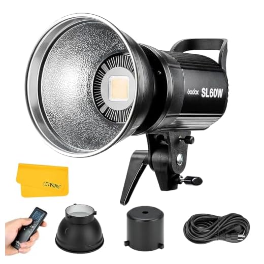Godox SL-60W SL60W Daylight Led Video Light, 5600K Bright Studio Led Light, CRI95+Qa>90,Wirelessly Adjust Brightness,Bowens Mount LED Continuous Light for Video Recording Wedding Outdoor Photography