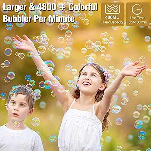 Portable Bubble Machine Handheld Professional Bubble Machine Built-In Battery Automatic Bubbles Blower With Portable Handle And Durable Metal Shell Suit For Disco Club Wedding Children Kids Party