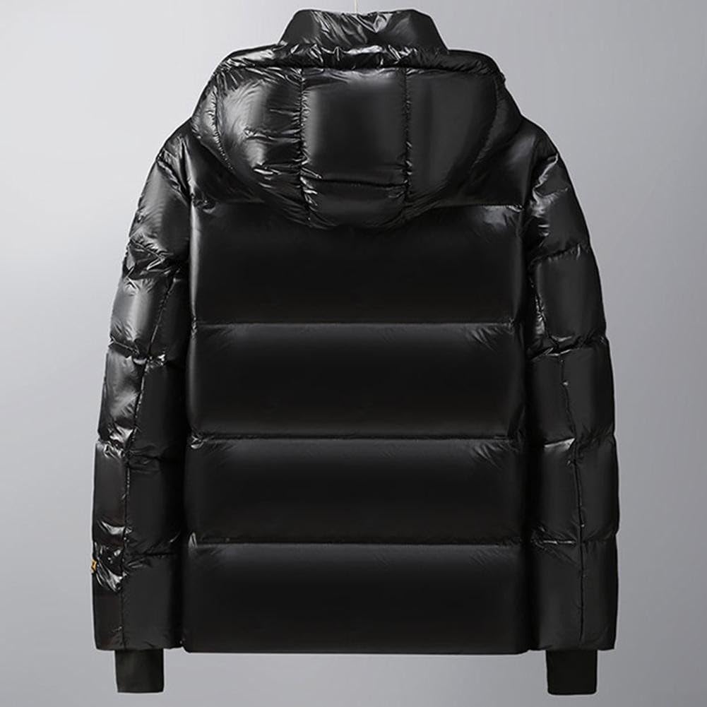 SPORTARC Piumino corto con cappuccio nero oro unisex, spesso caldo cappotto di coppia invernale pane all'aperto, stile piumino uomo donna stesso design