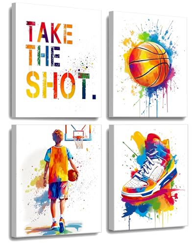 Image of Frimeeme Framed Inspirational Basketball Canvas Wall Art Prints