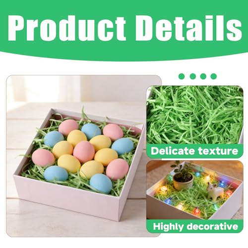 Ostergras,FüLlmaterial,Osternest Gras Grün FüR Ostern,Papier FüLlung Geschreddertes Grass Oster Deko Geschenk,Geschreddertes Papier Raffia FüR Osternester,FüR Geschenkbox KöRbe Dekoration (200g)