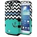 S4 Case, Galaxy S4 Case, MagicMobile Hybrid Impact Shockproof Protective Cover for Samsung Galaxy S4 Cover Hard Armor Shell and Soft Silicone Skin Layer [Cute Chevron Pattern with Heart Anchor Design / Black - Turquoise ]
